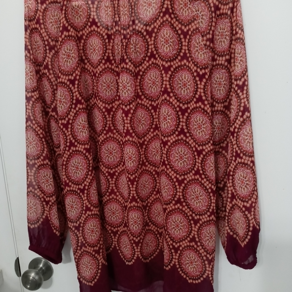 Rose & Olive Paisley Sheer Long Sleeve Blouse With Tassel Ties At Front. - Picture 7 of 9